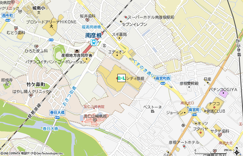 中央コンタクト　ビバシティ彦根店付近の地図